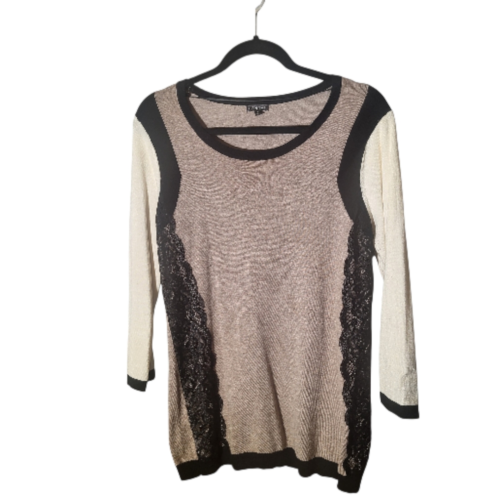 Hannah Black and Cream Knit Sweater